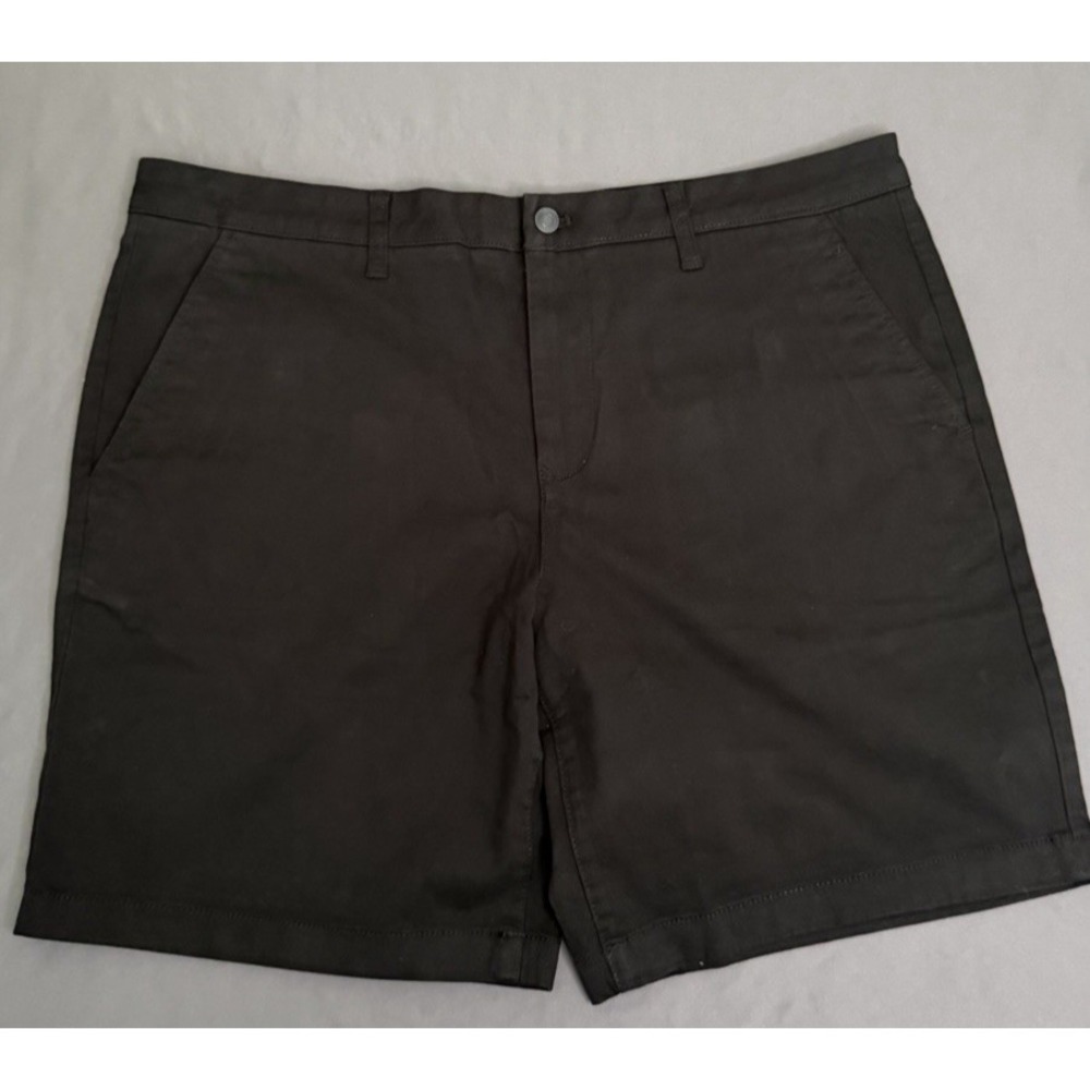 Members Mark Shorts Mens Size 38 Black Chino Shorts Flat Front Twill Stretch NEW